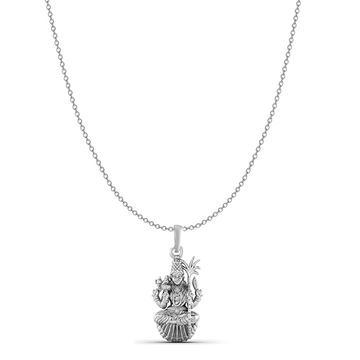 Goddess Maa Lalitha Parameswari Chain Pendant (Pendant with Anchor/ Cable Chain Chain) for Men & Women Pure Silver Lord Ma Lalita Sahasranamam Tripura Sundari chain Locket for Good Health & Wealth