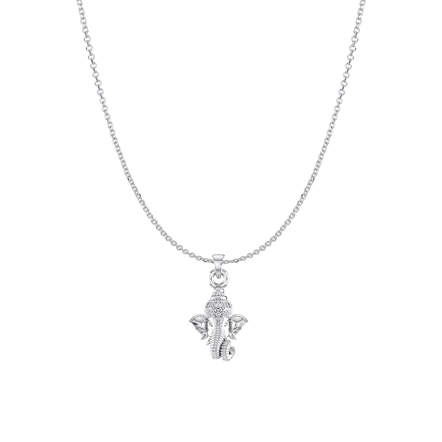 Akshat Sapphire Sterling Silver (92.5% purity) God Ganesha Chain Pendant (Pendant with Anchor/ Cable Chain Chain) for Men & Women Pure Silver Lord Ganapathy Chain Locket for Good Health & Wealth