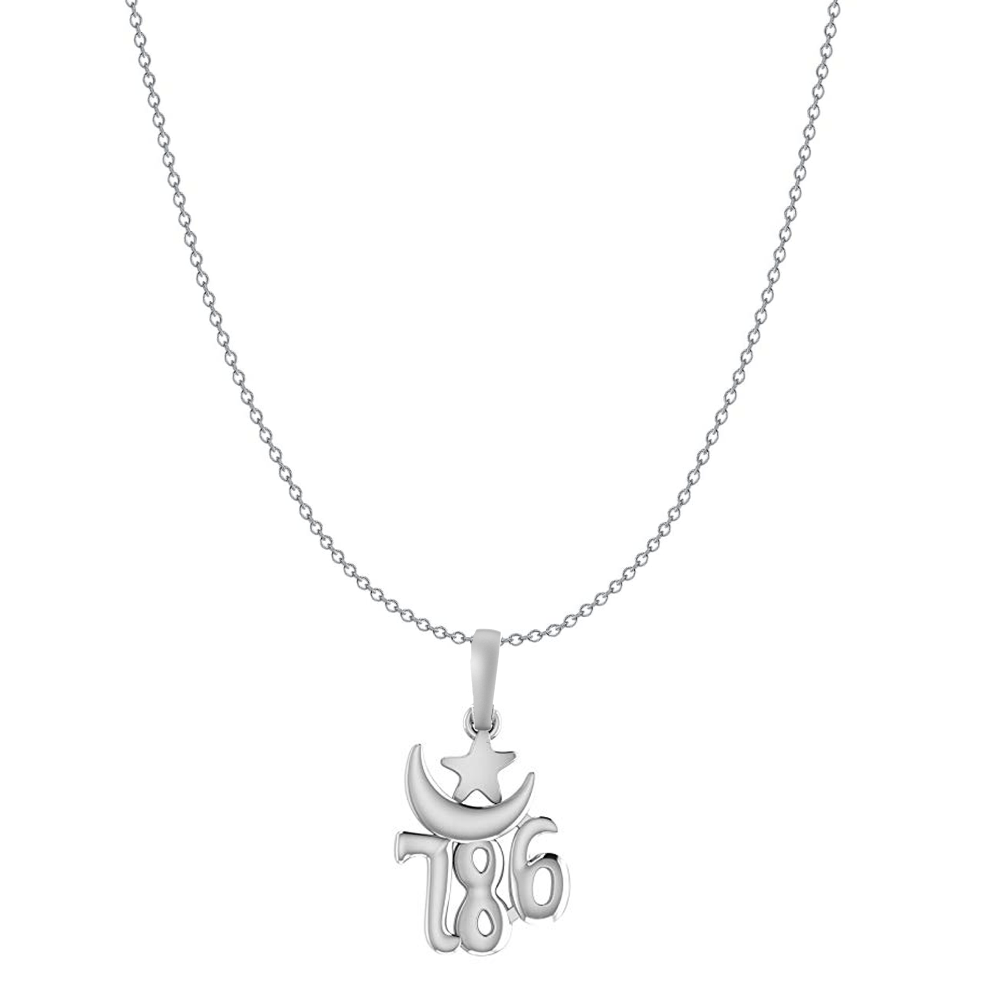 Religious and lucky 786 Chain Pendant (Pendant with Anchor/ Cable Chain Chain) for Men and women Pure Silver Muslim spiritual 786 Chain Locket for Good Luck, Health & Wealth