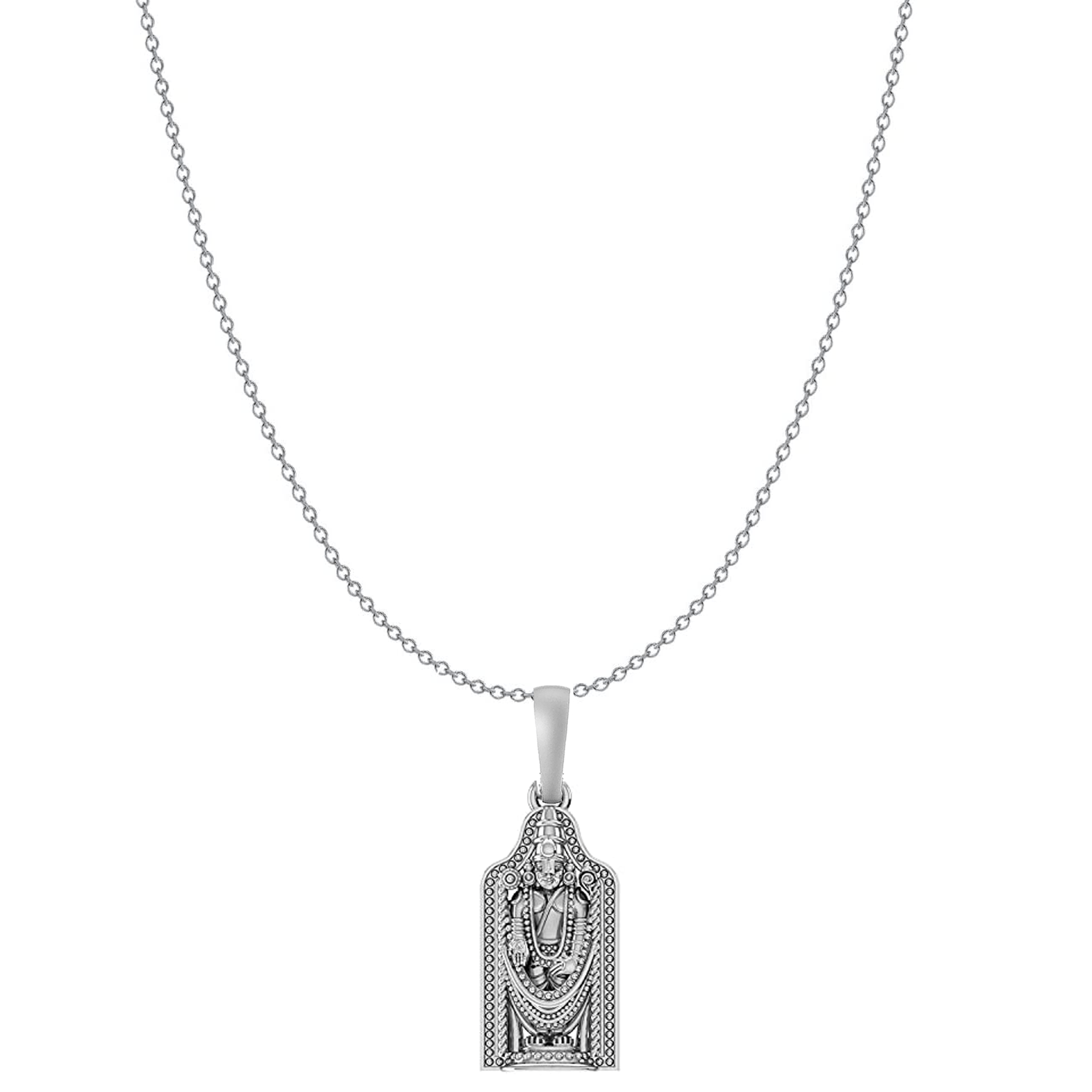 Akshat Sapphire Sterling Silver (92.5% purity) God Tirupati Bala Ji Chain Pendant (Pendant with Anchor/ Cable Chain Chain) for Men & Women Pure Silver Lord Bala Ji Chain Locket for Good Health & Wealth