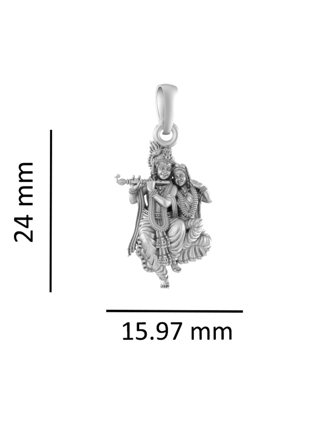Akshat Sapphire Sterling Silver (92.5% purity) God Radha Krishna Chain Pendant (Pendant with Anchor/ Cable Chain Chain) for Men & Women Pure Silver Lord Radha kishan Chain Locket for Good Health & Wealth