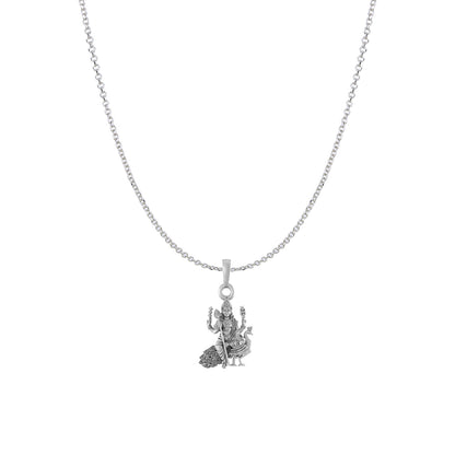 Akshat Sapphire Sterling Silver (92.5% purity) God Kartikeya Chain Pendant (Pendant with Anchor/ Cable Chain Chain) for Men & Women Pure Silver Lord Kartikeya Chain Locket for Good Health & Wealth