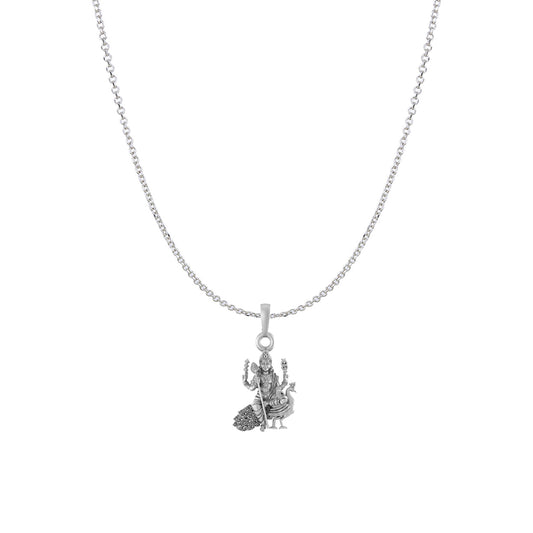 Akshat Sapphire Sterling Silver (92.5% purity) God Kartikeya Chain Pendant (Pendant with Anchor/ Cable Chain Chain) for Men & Women Pure Silver Lord Kartikeya Chain Locket for Good Health & Wealth