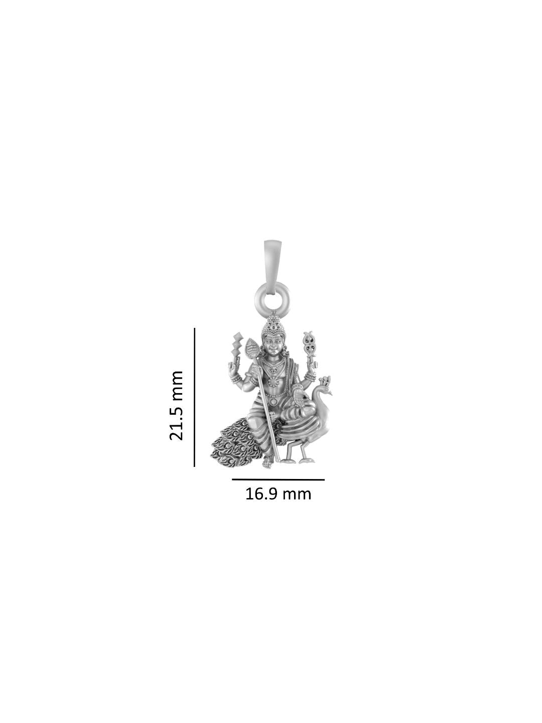 Akshat Sapphire Sterling Silver (92.5% purity) God Kartikeya Chain Pendant (Pendant with Anchor/ Cable Chain Chain) for Men & Women Pure Silver Lord Kartikeya Chain Locket for Good Health & Wealth