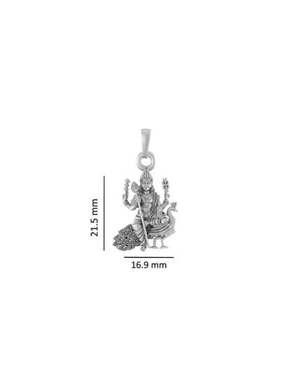 Akshat Sapphire Sterling Silver (92.5% purity) God Kartikeya Chain Pendant (Pendant with Anchor/ Cable Chain Chain) for Men & Women Pure Silver Lord Kartikeya Chain Locket for Good Health & Wealth
