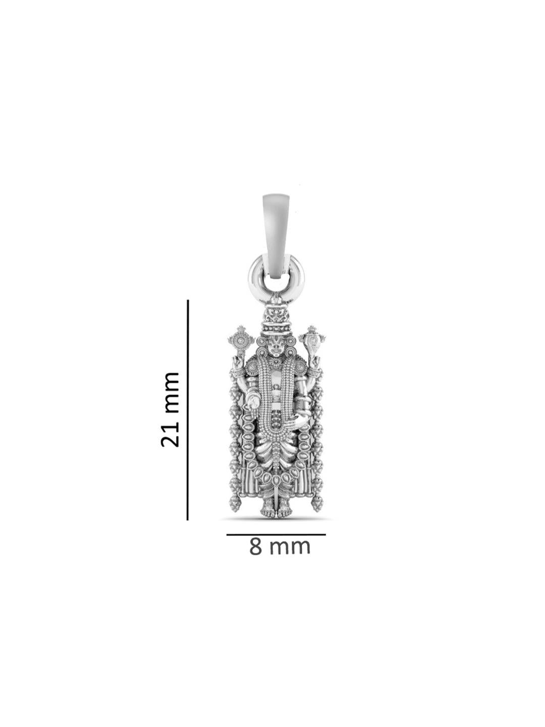 Akshat Sapphire Sterling Silver (92.5% purity) God Tirupati Bala Ji Chain Pendant (Pendant with Anchor/ Cable Chain Chain) for Men & Women Pure Silver Lord Bala Ji Chain Locket for Good Health & Wealth