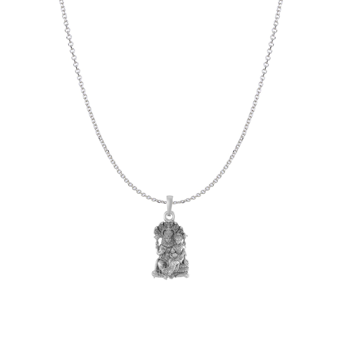 Akshat Sapphire Sterling Silver (92.5% purity) God Narsimha and Laxmi ji Chain Pendant (Pendant with Anchor/ Cable Chain Chain) for Men & Women Pure Silver Lord Narsimha and Laxmi ji Chain Locket for Health & Wealth