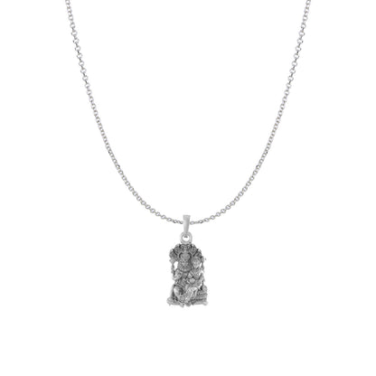 Akshat Sapphire Sterling Silver (92.5% purity) God Narsimha and Laxmi ji Chain Pendant (Pendant with Anchor/ Cable Chain Chain) for Men & Women Pure Silver Lord Narsimha and Laxmi ji Chain Locket for Health & Wealth
