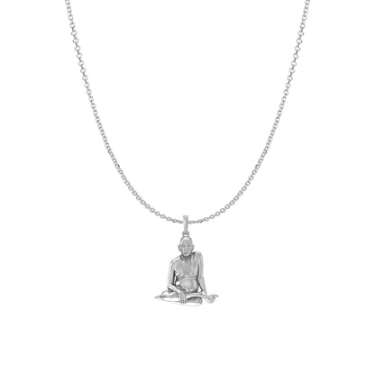 Akshat Sapphire Sterling Silver (92.5% purity) Spiritual Swami Samarth Chain Pendant (Pendant with Anchor/ Cable Chain Chain) for Men and women Pure Silver religious Swami of Akkalkot Swami Smarth Chain Locket for Good Luck, Health & Wealth