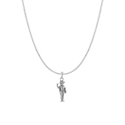 Akshat Sapphire Sterling Silver (92.5% purity) God Krishna Chain Pendant (Pendant with Anchor/ Cable Chain Chain) for Men & Women Pure Silver Lord Krishna Chain Locket for Good Health & Wealth