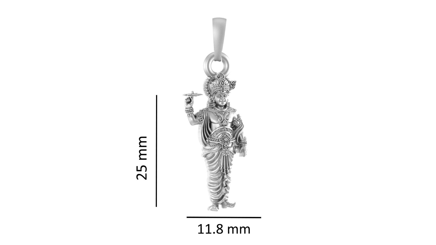 Akshat Sapphire Sterling Silver (92.5% purity) God Krishna Chain Pendant (Pendant with Anchor/ Cable Chain Chain) for Men & Women Pure Silver Lord Krishna Chain Locket for Good Health & Wealth