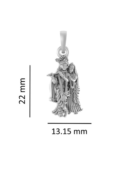 Akshat Sapphire Sterling Silver (92.5% purity) God Radha Krishna Chain Pendant (Pendant with Anchor/ Cable Chain Chain) for Men & Women Pure Silver Lord Radha kishan Chain Locket for Good Health & Wealth