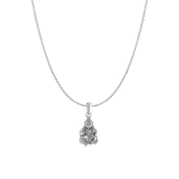 Akshat Sapphire Sterling Silver (92.5% purity) God Kuber Chain Pendant (Pendant with Anchor/ Cable Chain Chain) for Men & Women Pure Silver Lord Kubera Chain Locket for Good Health & Wealth