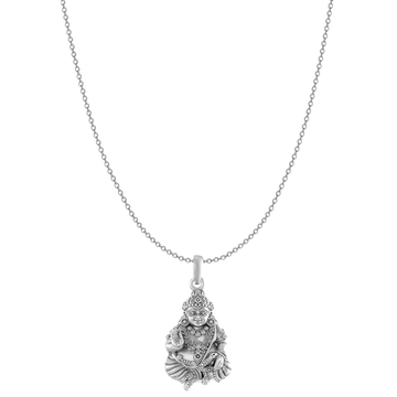 Akshat Sapphire Sterling Silver (92.5% purity) God Kuber Chain Pendant (Pendant with Anchor/ Cable Chain Chain) for Men & Women Pure Silver Lord Kubera Chain Locket for Good Health & Wealth