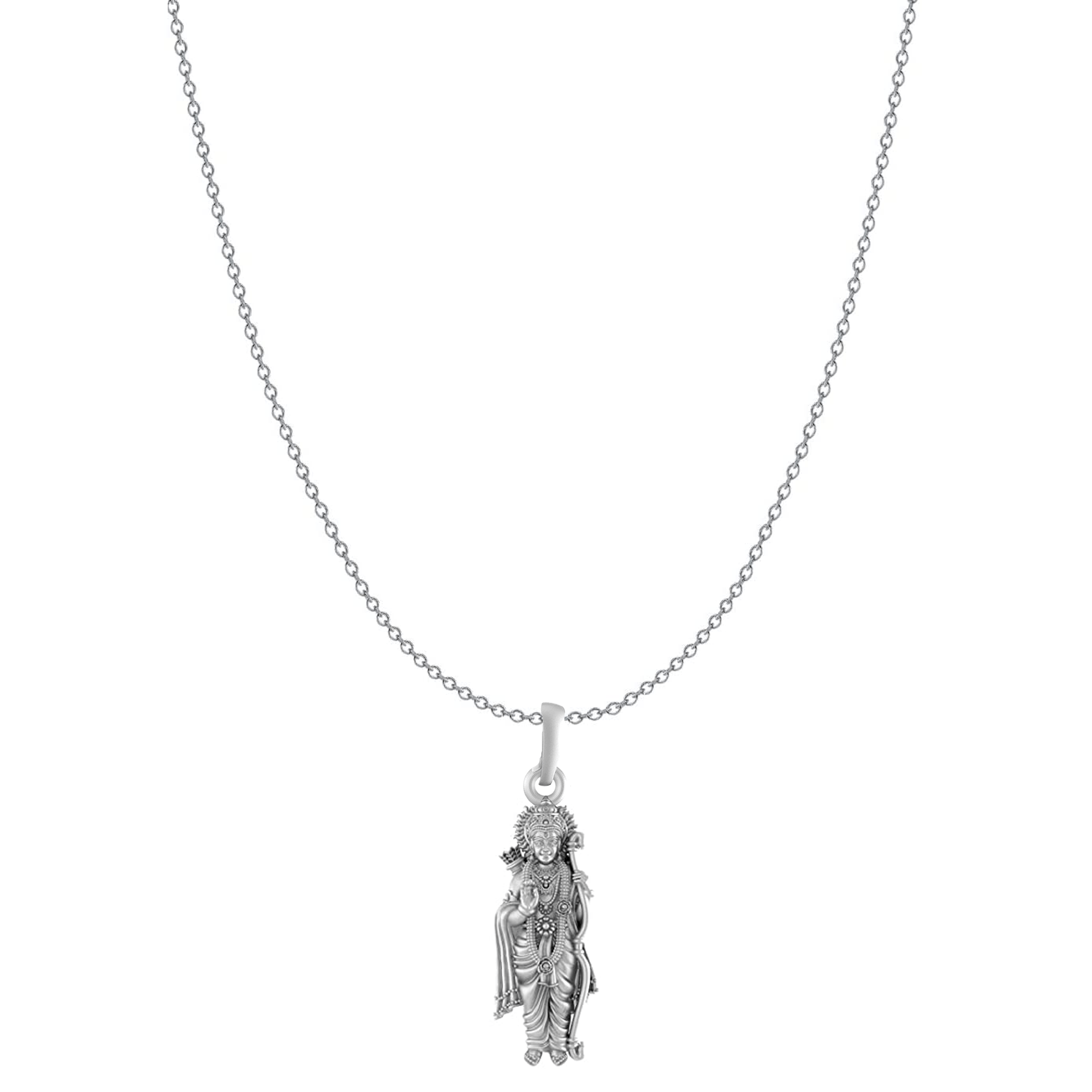 Akshat Sapphire Sterling Silver (92.5% purity) God Ram Ji chain Pendant (Pendant with Anchor/ Cable Chain Chain) for Men & Women Pure Silver Bhagwan Shri Ram Locket for Good Health & Wealth