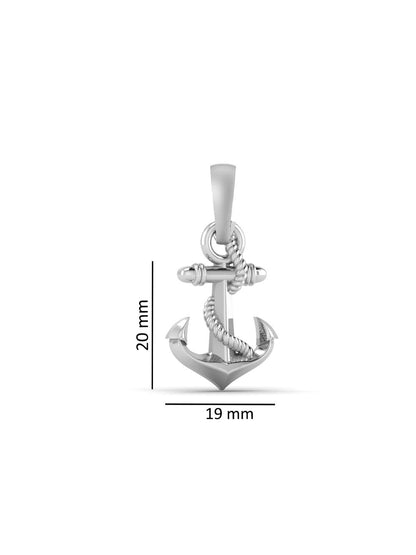 Sterling Silver (92.5% Purity) Pure Silver Ship Anchor Chain Pendant (Locket with Anchor/ Cable Chain Chain) for Men & Women