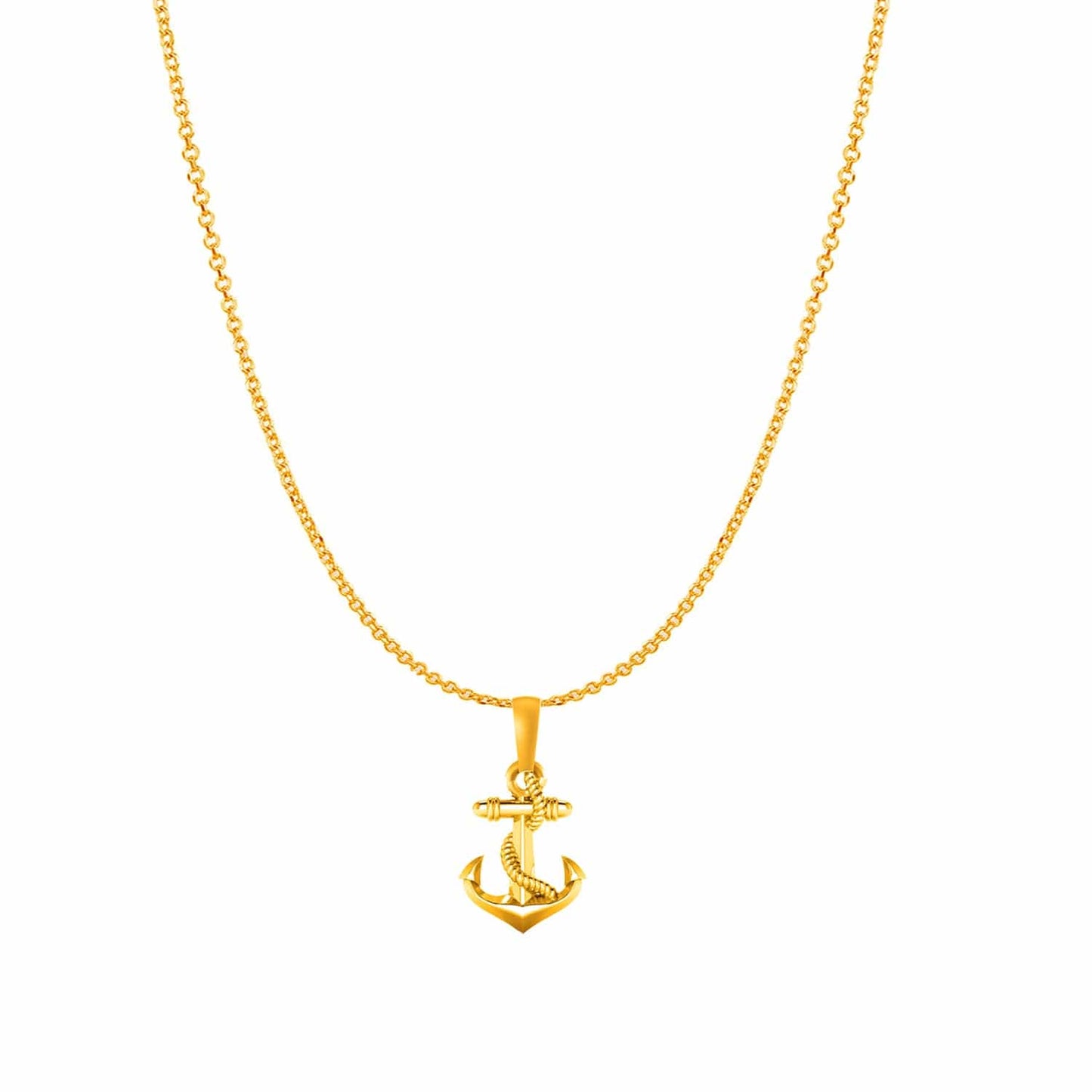 22KT Gold Plated Sterling Silver (92.5% Purity) Pure Silver Ship Anchor Chain Pendant (Locket with Anchor/ Cable Chain Chain) for Women