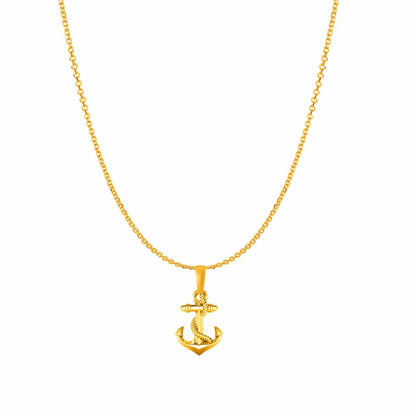 22KT Gold Plated Sterling Silver (92.5% Purity) Pure Silver Ship Anchor Chain Pendant (Locket with Anchor/ Cable Chain Chain) for Women