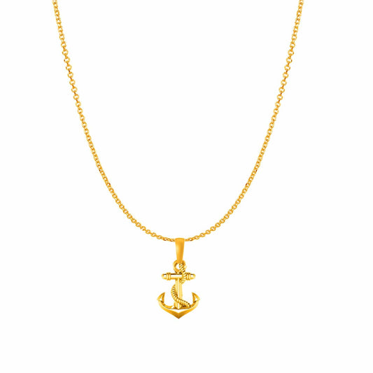 22KT Gold Plated Sterling Silver (92.5% Purity) Pure Silver Ship Anchor Chain Pendant (Locket with Anchor/ Cable Chain Chain) for Women