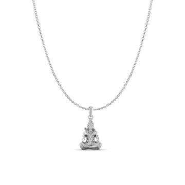 Akshat Sapphire Sterling Silver (92.5% purity) God Shiva Chain Pendant (Pendant with Anchor/ Cable Chain Chain) for Men & Women Pure Silver Lord Shiv Chain Locket for Good Health & Wealth