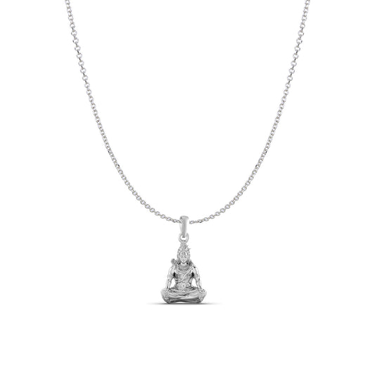 Akshat Sapphire Sterling Silver (92.5% purity) God Shiva Chain Pendant (Pendant with Anchor/ Cable Chain Chain) for Men & Women Pure Silver Lord Shiv Chain Locket for Good Health & Wealth
