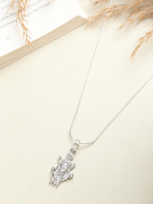 Akshat Sapphire Sterling Silver (92.5% purity) Vishnu ji chain pendant (Pendant with Anchor/ Cable Chain Chain) for Men and women, God vishnu chain Locket for Good Luck, Health & Wealth