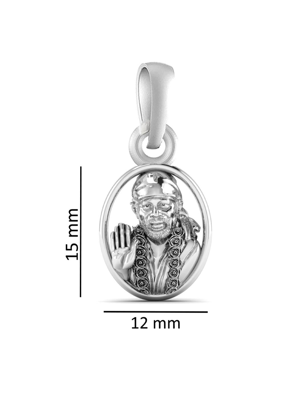 AKSHAT SAPPHIRE Sterling Silver (Silver with 92.5% purity) God Shree Sai Baba chain Pendant (Pendant with Anchor/ Cable Chain Chain) for Men & Women Pure Sterling Silver Lord Sai Baba chain Locket For Good Wealth & Health