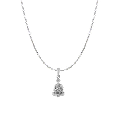 Akshat Sapphire Sterling Silver (92.5% purity) Spiritual God Gautam Buddha Chain Pendant (Pendant with Anchor/ Cable Chain Chain) for Men & Women Pure Silver religious Gautam buddh Chain Locket for Good Health & Wealth