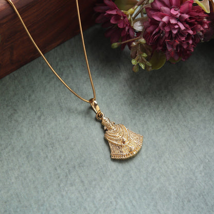 22KT Gold Plated Sterling Silver (92.5% Purity) Pure Silver God Baba Khatu Shyam Chain Pendant (Locket with Anchor/ Cable Chain Chain) for Women