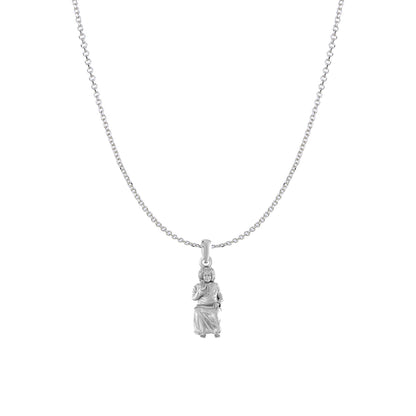 Akshat Sapphire Sterling Silver (92.5% purity) Spiritual Sathya Sai baba Chain Pendant (Pendant with Anchor/ Cable Chain Chain) for Men & Women religious Chain Locket for Good Health & Wealth