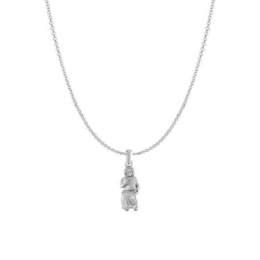 Akshat Sapphire Sterling Silver (92.5% purity) Spiritual Sathya Sai baba Chain Pendant (Pendant with Anchor/ Cable Chain Chain) for Men & Women religious Chain Locket for Good Health & Wealth