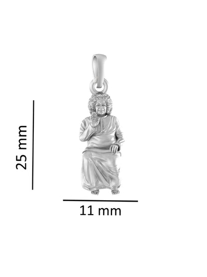 Akshat Sapphire Sterling Silver (92.5% purity) Spiritual Sathya Sai baba Chain Pendant (Pendant with Anchor/ Cable Chain Chain) for Men & Women religious Chain Locket for Good Health & Wealth