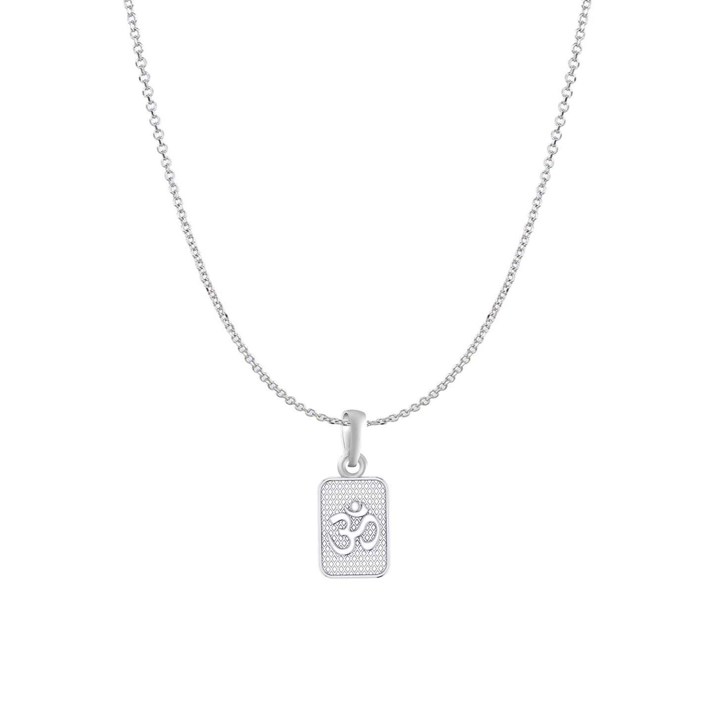 Akshat Sapphire Sterling Silver (92.5% purity) Spiritual OM Chain Pendant (Pendant with Anchor/ Cable Chain Chain) for Men & Women Pure Silver Divine OM Chain Locket for Health & Wealth