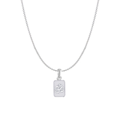 Akshat Sapphire Sterling Silver (92.5% purity) Spiritual OM Chain Pendant (Pendant with Anchor/ Cable Chain Chain) for Men & Women Pure Silver Divine OM Chain Locket for Health & Wealth