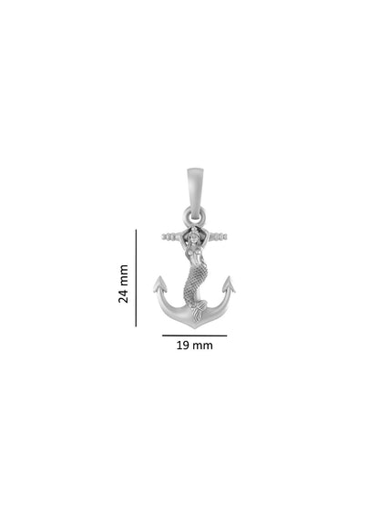 Sterling Silver (92.5% Purity) Pure Silver Ship Anchor Chain Pendant (Locket with Anchor/ Cable Chain Chain) for Men & Women