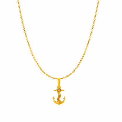 22KT Gold Plated Sterling Silver (92.5% Purity) Pure Silver Ship Anchor Chain Pendant (Locket with Anchor/ Cable Chain Chain) for Women
