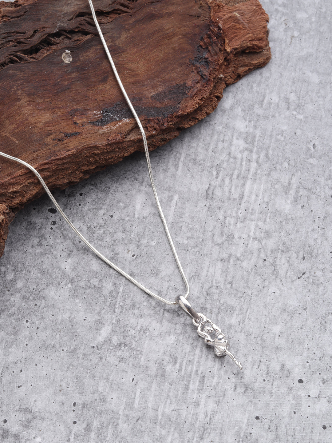 Sterling Silver (92.5% Purity) Pure Silver Stylish and Fashionable Happy Dancing girl Chain Pendant (Locket with Anchor/ Cable Chain) for Men & Women