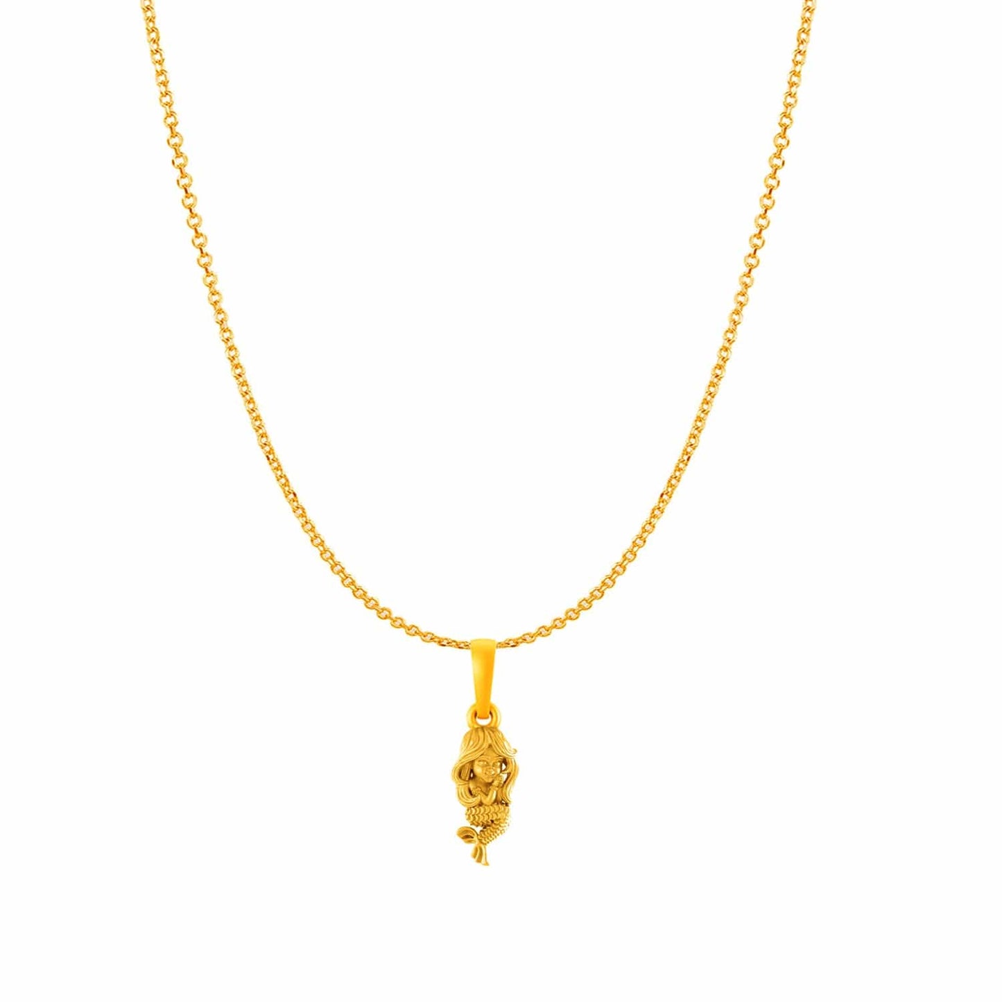 22KT Gold Plated Silver (92.5% Purity) Pure Silver ambitious and Stylish divine Mermaid Chain Pendant (Locket with Anchor/ Cable Chain) for Women