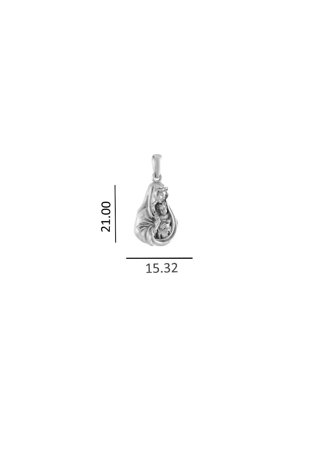 Akshat Sapphire Sterling Silver (92.5% purity) God Mother Mary chain Pendant (Pendant with Anchor/ Cable Chain Chain) for Men & Women Pure Silver Mother Marry chain Locket for Good Health & Wealth