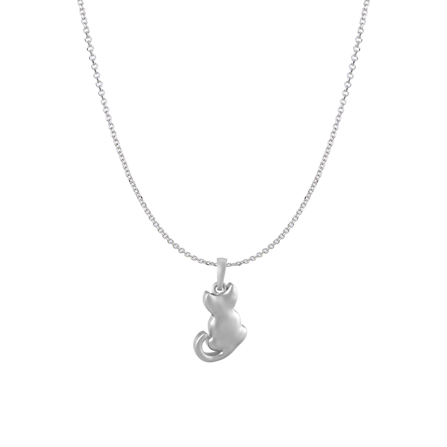 Akshat Sapphire Sterling Silver (92.5% purity) Stylish and Fashionable Cute Cat Chain Pendant (Pendant with Anchor/ Cable Chain Chain) for Men & Women Pure Silver Cat Chain Locket for Happiness and joy