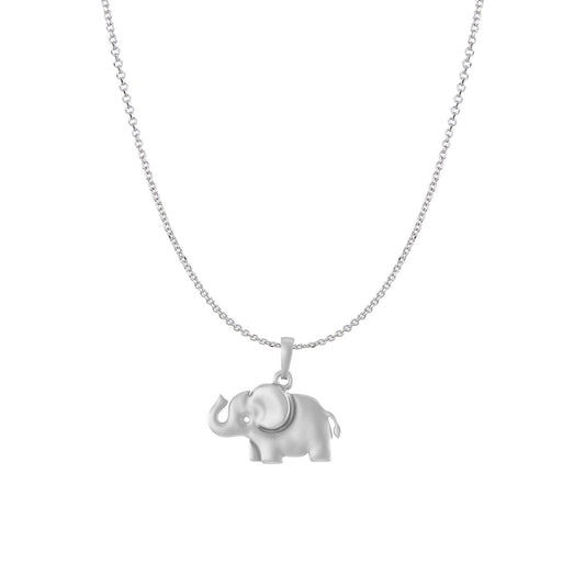Sterling Silver (92.5% Purity) Pure Silver Strength Symbolic Elephant Chain Pendant (Locket with Anchor/ Cable Chain Chain) for Men & Women