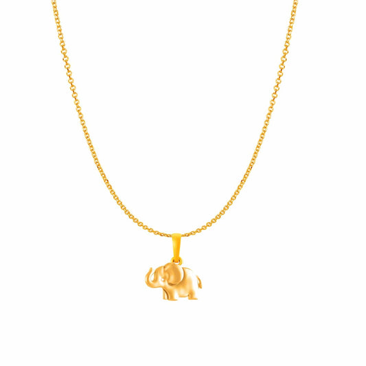 22KT Gold Plated Sterling Silver (92.5% Purity) Pure Silver Strength Symbolic Elephant Chain Pendant (Locket with Anchor/ Cable Chain Chain) for Women