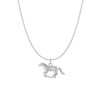 Sterling Silver (92.5% Purity) Pure Silver Strength Symbolic Horse Chain Pendant (Locket with Anchor/ Cable Chain Chain) for Men & Women