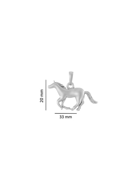Sterling Silver (92.5% Purity) Pure Silver Strength Symbolic Horse Chain Pendant (Locket with Anchor/ Cable Chain Chain) for Men & Women