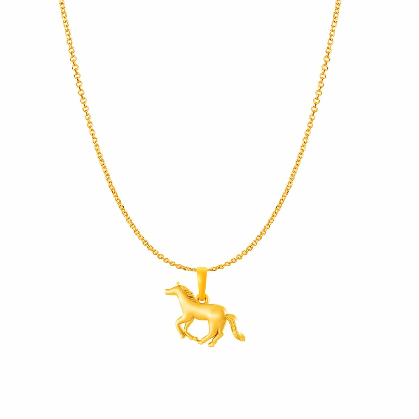 22KT Gold Plated Sterling Silver (92.5% Purity) Pure Silver Strength Symbolic Horse Chain Pendant (Locket with Anchor/ Cable Chain Chain) for Women