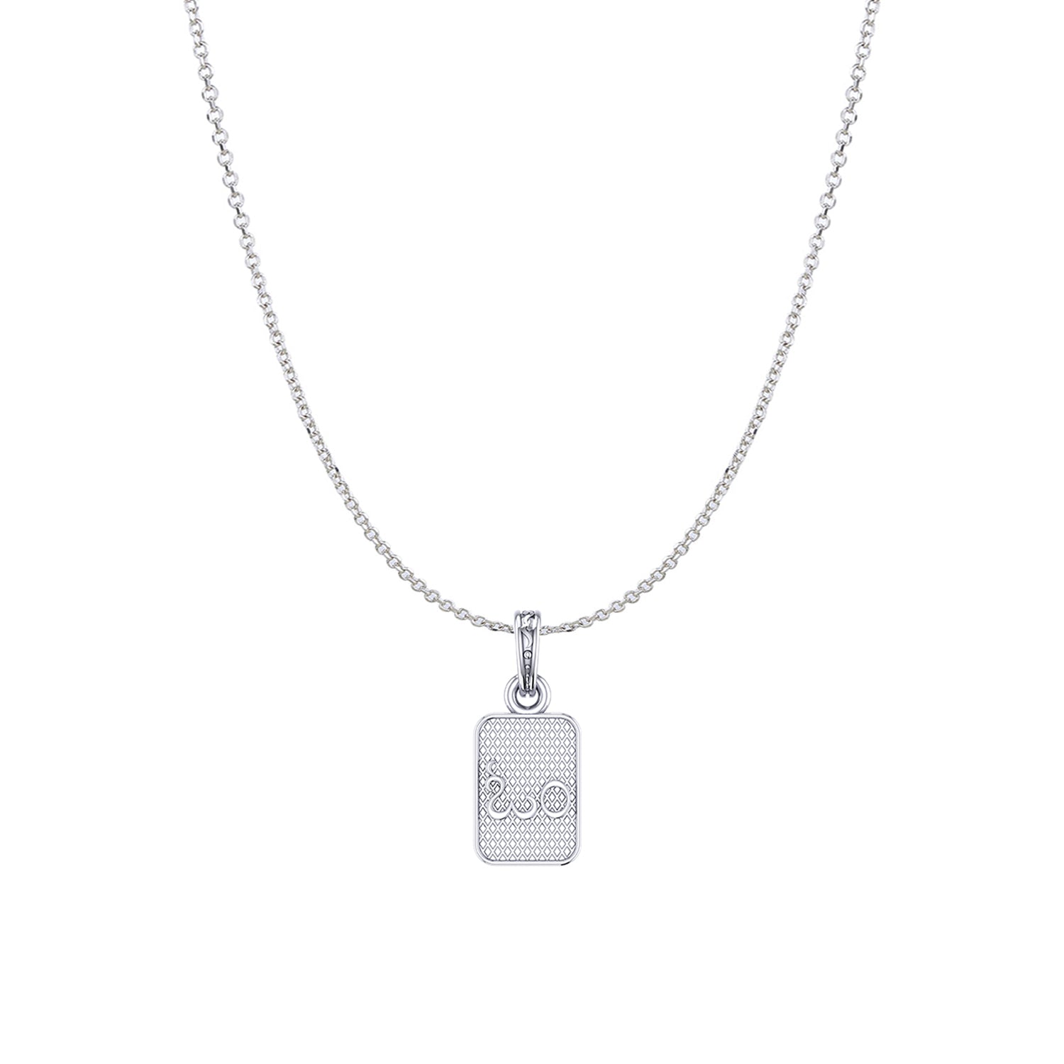 Akshat Sapphire Sterling Silver (92.5% purity) Spiritual OM Chain Pendant (Pendant with Anchor/ Cable Chain Chain) for Men & Women Pure Silver Divine OM Chain Locket for Health & Wealth