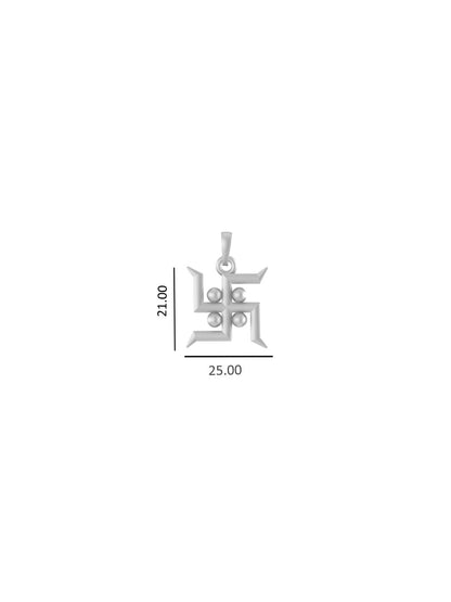 Sterling Silver (92.5% Purity) Pure Silver Spiritual Swastik Symbol Chain Pendant (Locket with Anchor/ Cable Chain Chain) for Men & Women