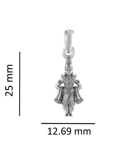 Akshat Sapphire Sterling Silver (92.5% purity) God Vitthal Chain Pendant (Pendant with Anchor/ Cable Chain Chain) for Men & Women Pure Silver Lord Vitthal Chain Locket for Good Health & Wealth