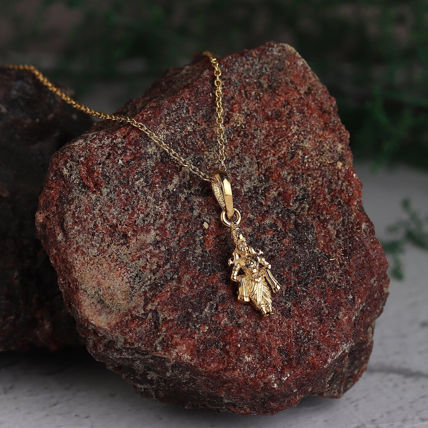 22KT Gold Plated Sterling Silver (92.5% Purity) Pure Silver God Vitthal Chain Pendant (Locket with Anchor/ Cable Chain Chain) for Women