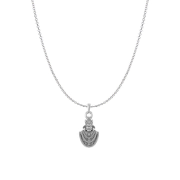 Akshat Sapphire Sterling Silver (92.5% purity) God Baba Khatu Shyam Chain Pendant (Pendant with Anchor/ Cable Chain Chain) for Men & Women Pure Silver Lord Baba Khatu Shyam Chain Locket for Good Health & Wealth